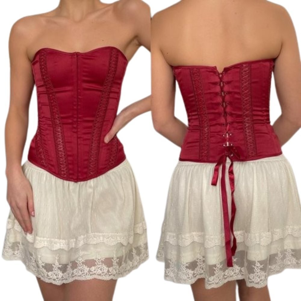 Charlotte Russe Red Strapless Corset Top